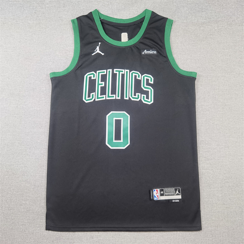 Men Boston Celtics 0 Tatum Black Jordan Brand 2025 NBA Jersey style 1